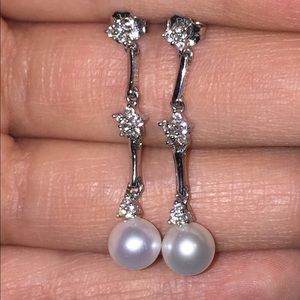Genuine Diamond pearl earrings
